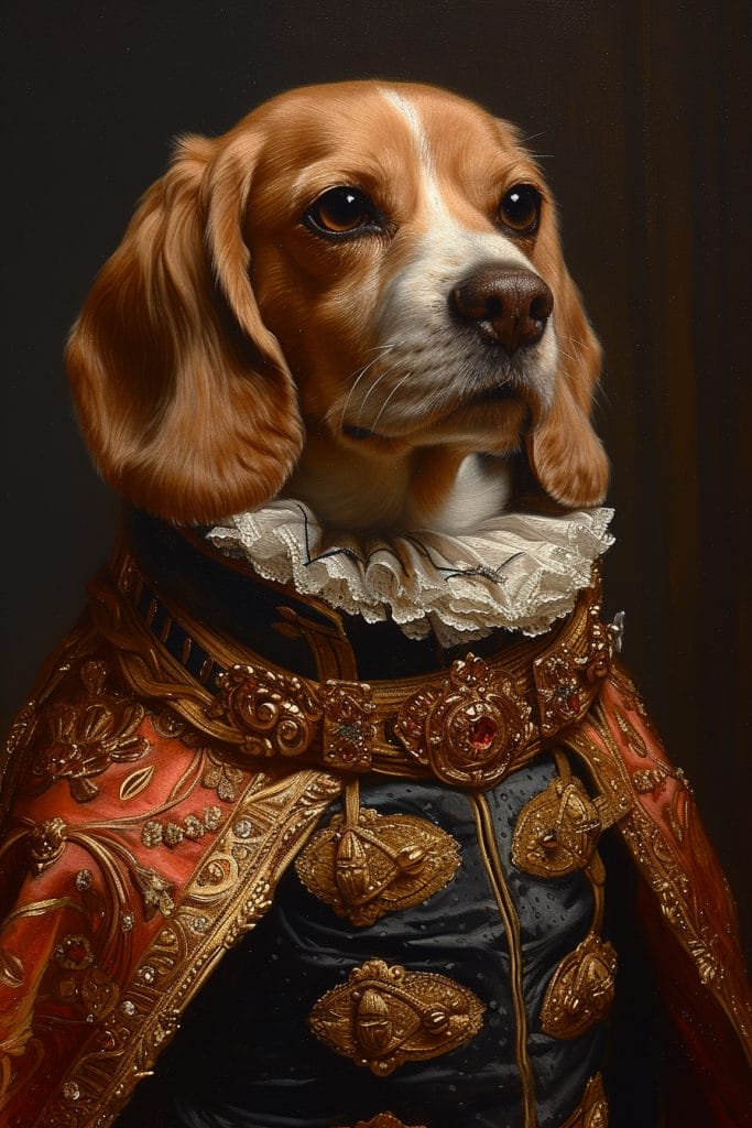 Beagle Noble Portrait, Renaissance Oil Painting, Regal Canine Art Print ...